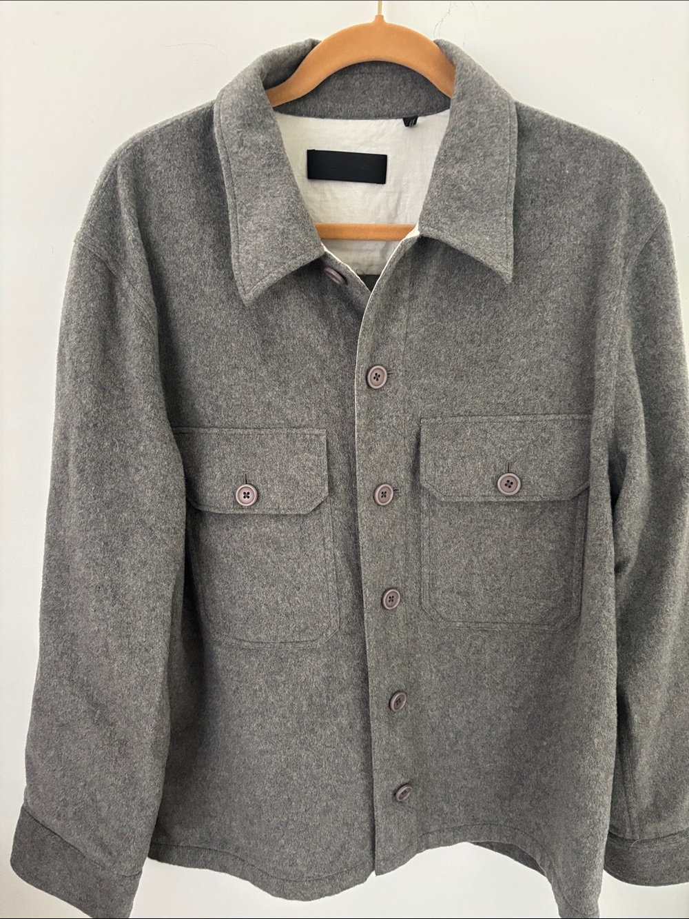 Helmut Lang wool/cashmere shirt/jacket, light grey, interior pocket, size XL